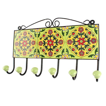 Pea Green Flower Ceramic Tile Hook Online